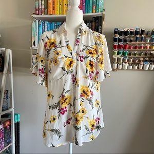 Express floral button down shirt